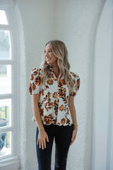 Entro Eyelet Fall Florals in Ecru