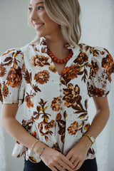 Entro Eyelet Fall Florals in Ecru