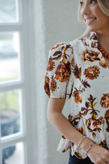 Entro Eyelet Fall Florals in Ecru