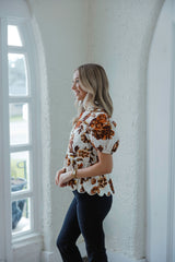 Entro Eyelet Fall Florals in Ecru