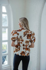 Entro Eyelet Fall Florals in Ecru