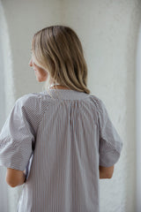 Karlie Stripe Poplin V-Neck Signature Maxi Dress