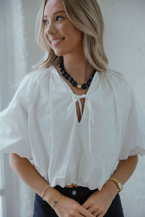 Karlie Bubble Top in White