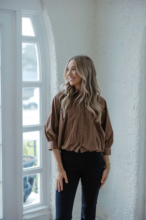 Karlie Brown Poplin Bubble Top