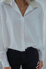 Karlie Pearl Collar Poplin Top