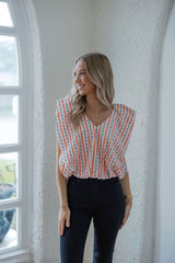 Karlie Floral Ditzy Stripe Bubble Top