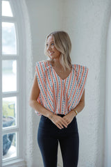Karlie Floral Ditzy Stripe Bubble Top