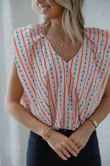 Karlie Floral Ditzy Stripe Bubble Top