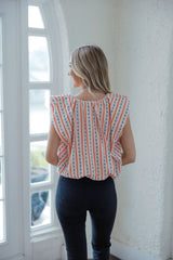 Karlie Floral Ditzy Stripe Bubble Top