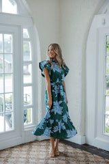 Entro Eyelet Floral Maxi in Blue & Green