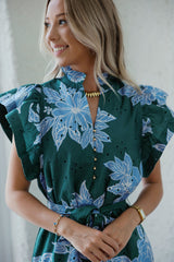 Entro Eyelet Floral Maxi in Blue & Green