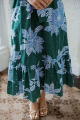 Entro Eyelet Floral Maxi in Blue & Green