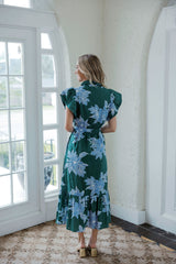 Entro Eyelet Floral Maxi in Blue & Green