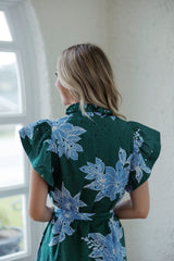Entro Eyelet Floral Maxi in Blue & Green