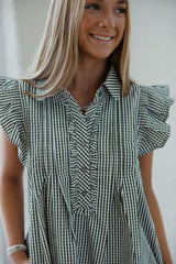 Entro Olive Gingham Ruffle Mini