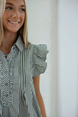 Entro Olive Gingham Ruffle Mini