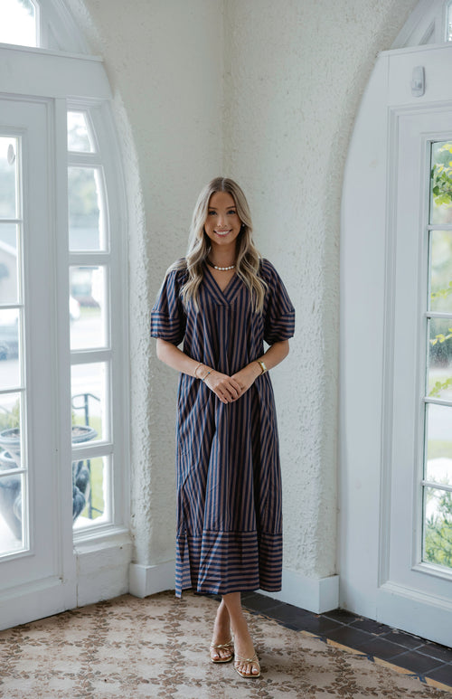 Entro Harbor Stripe Maxi in Blue and Brown