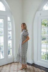Entro Polka Dot Maxi Dress in Brown