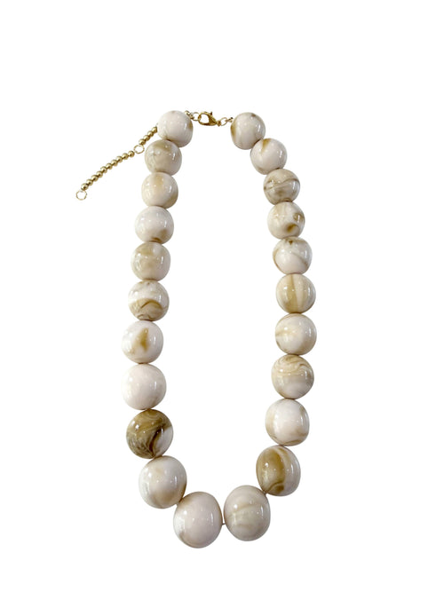 Carter Chunky Beaded Necklace - Cream