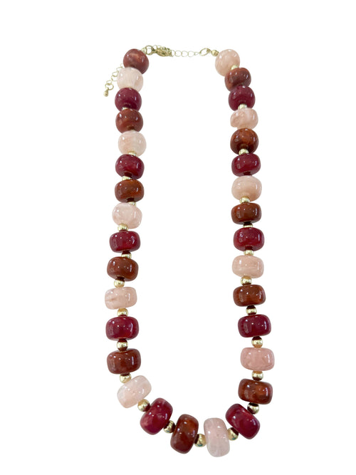 Kenny Chunky Beaded Necklace - Maroon Mix