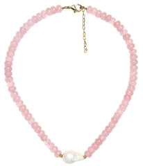 Susie- Quartz Beaded Necklace with freshwater Pearl - WS