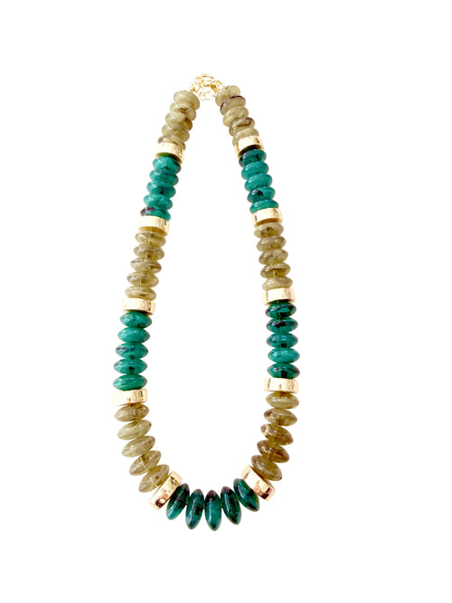 Calloway Beaded Disc Necklace- Green