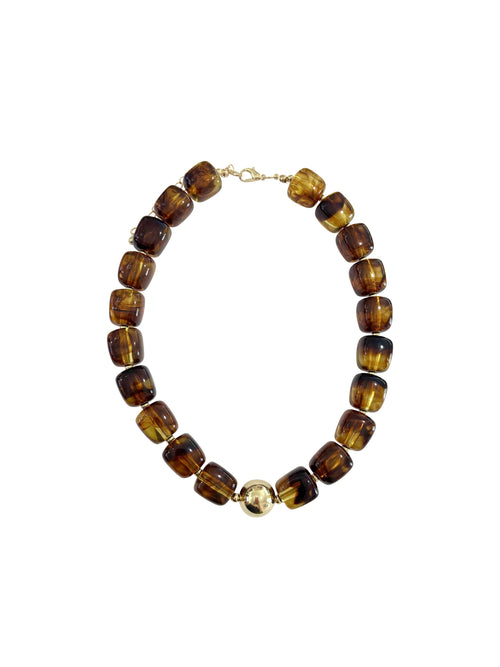 Massey Chunky Beaded Necklace - Tortoise