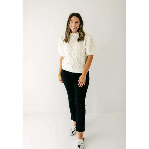 8.28 Boutique:English Factory,English Factory Pom Pom Sweater in Ivory,Sweaters