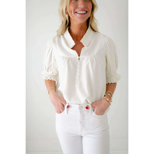 8.28 Boutique:8.28 Boutique,The Olivia Pleated Sleeve Top,Shirts & Tops