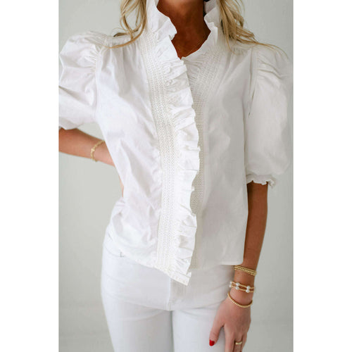 8.28 Boutique:Karlie Clothes,Karlie Poplin Ruffle Top in White,Shirts & Tops