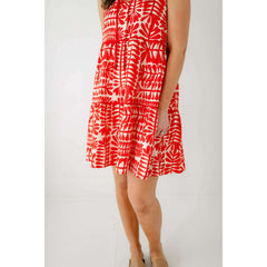 8.28 Boutique:Joy*Joy,Joy*Joy Tiered Trim Halter Dress in Red Rowan,Dress
