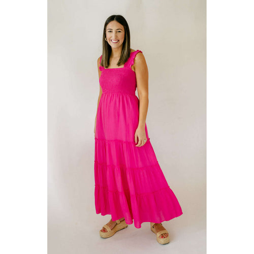 8.28 Boutique:LUCY PARIS,Lucy Paris Dylan Smocked Dress in Fuchsia,Dress