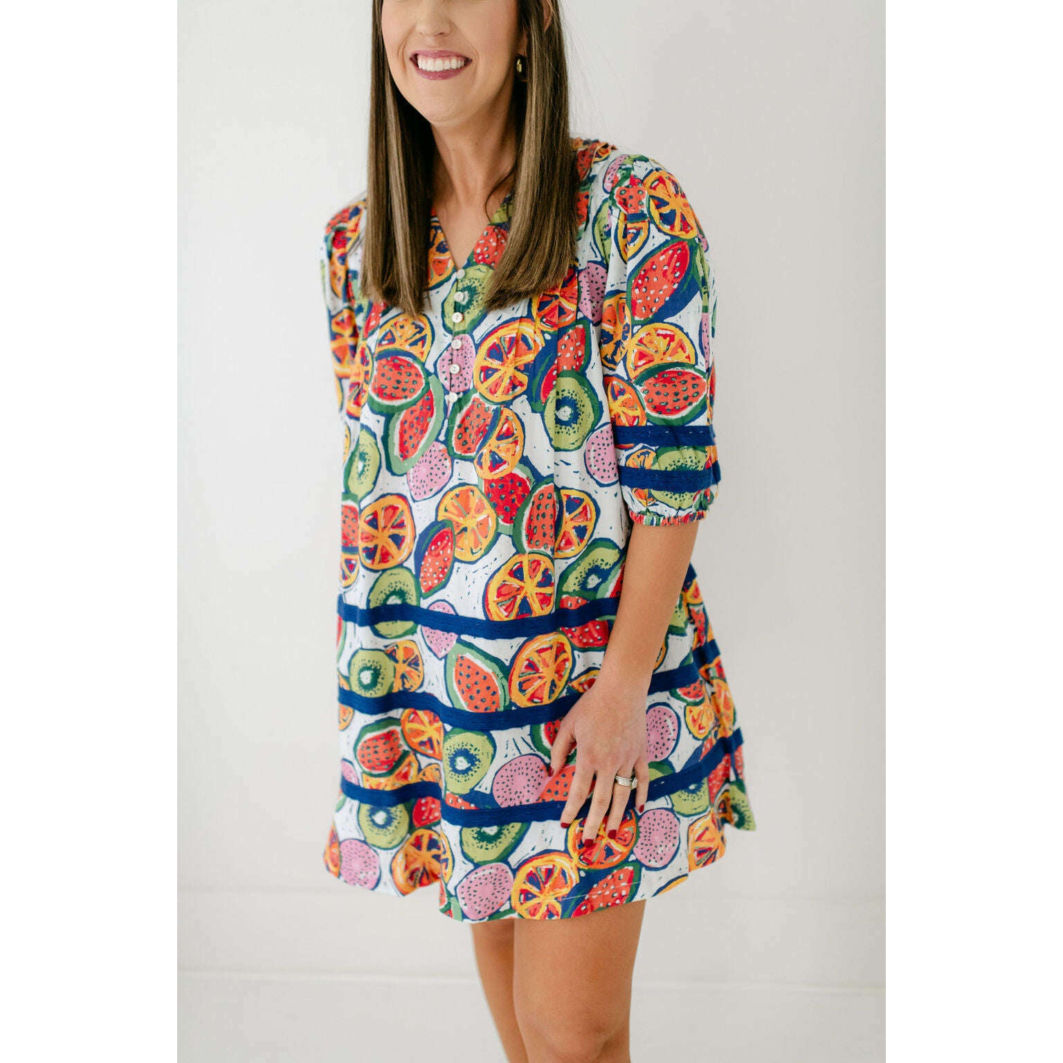 8.28 Boutique:Briton Court,Briton Court Puff Sleeve Dress in Fruit Cup,