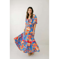 8.28 Boutique:Joy*Joy,Joy*Joy Puff Maxi Ric-Rac Skirt in Tropical Hibiscus,skirts