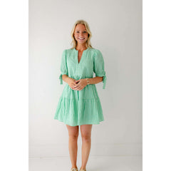 8.28 Boutique:English Factory,English Factory Green Gingham Tiered Midi Dress,Dress