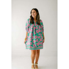 8.28 Boutique:Jade Melody Tam,Jade Melody Tam Floating Blooms High Neck Puff Sleeve Dress,Dress