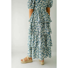 8.28 Boutique:Aureum,Aureum Blue Floral Tiered Maxi Dress,Dress
