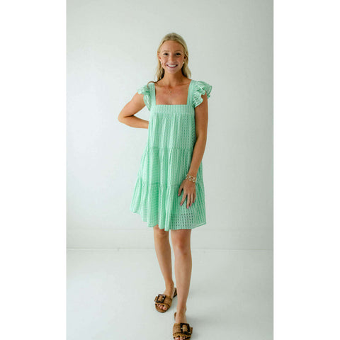 English Factory Green Gingham Tiered Midi Dress