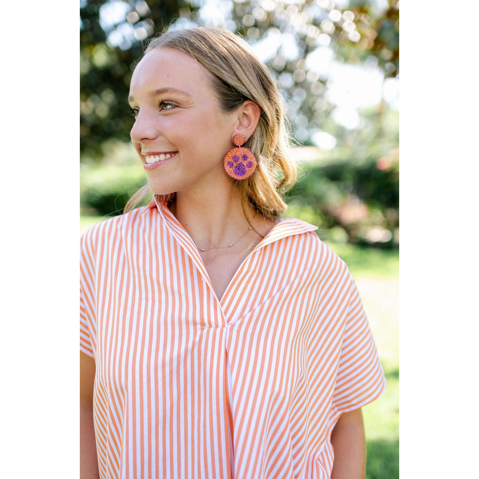 8.28 Boutique:Caroline Hill,Paw Pride Orange and Purple Beaded Earrings,Earrings