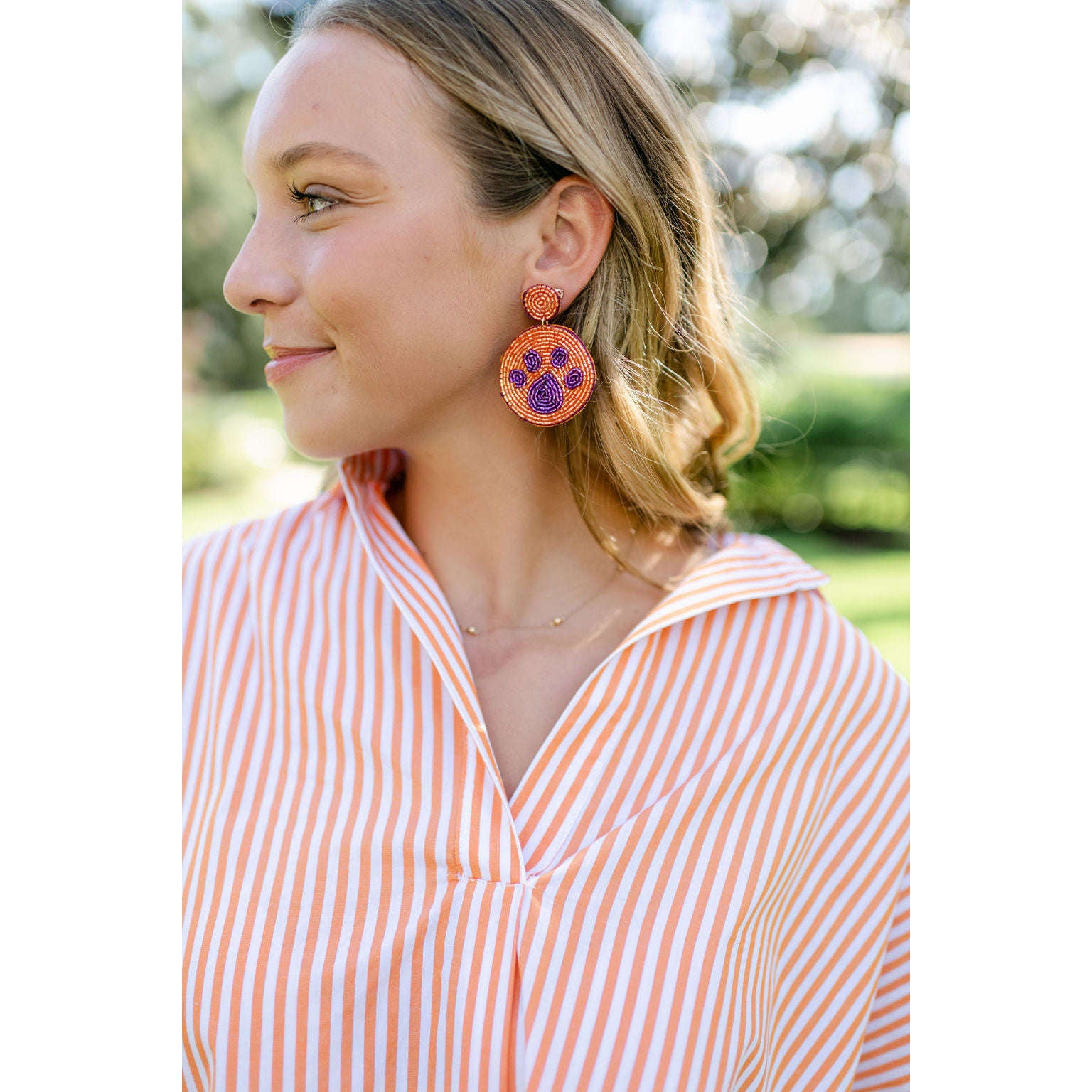 8.28 Boutique:Caroline Hill,Paw Pride Orange and Purple Beaded Earrings,Earrings