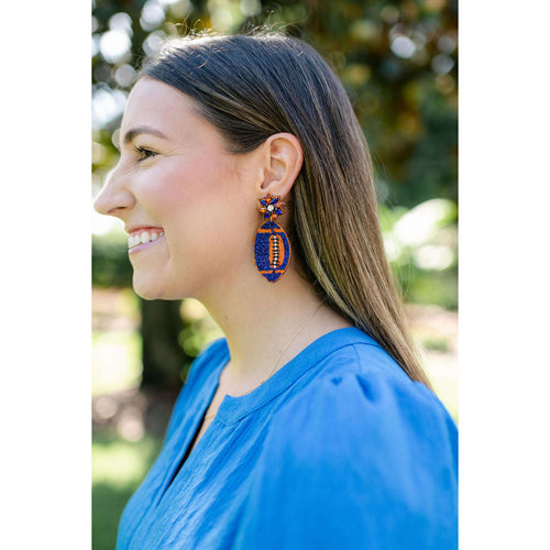 8.28 Boutique:Caroline Hill,Field Goal Blue and Orange Earrings,Earrings