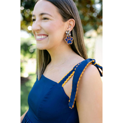 8.28 Boutique:Caroline Hill,End Zone Navy and Orange Paw Print Earring,Earrings