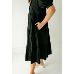 8.28 Boutique:English Factory,English Factory Puff Sleeve Midi Dress in Black,Dress