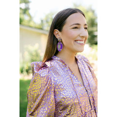 8.28 Boutique:Caroline Hill,Field Goal Purple and Gold Embellished Earrings,Earrings