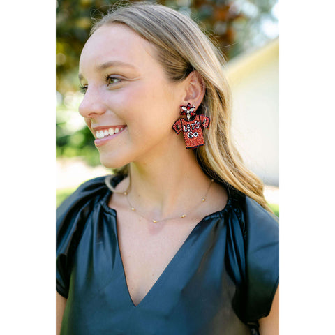 Field Goal Blue and Red Earrings