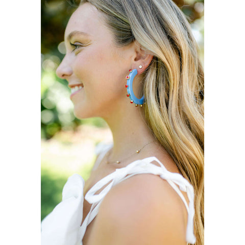 Let's Go Blue and Orange Jersey Earrings