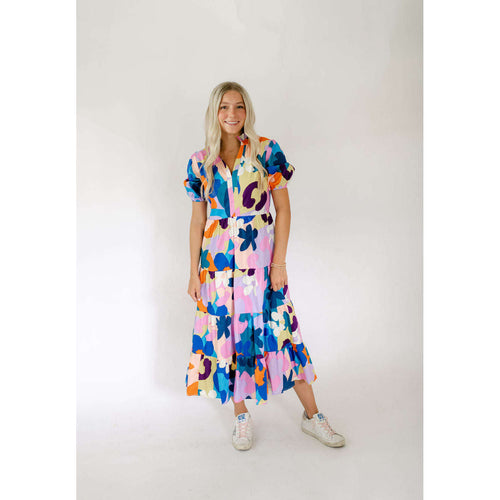 8.28 Boutique:Karlie Clothes,Karlie Abstract Multi Floral V-Neck Tiered Dress,Dress