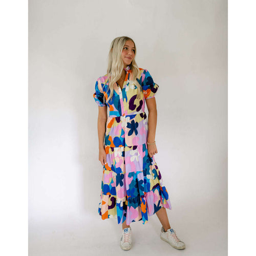 8.28 Boutique:Karlie Clothes,Karlie Abstract Multi Floral V-Neck Tiered Dress,Dress