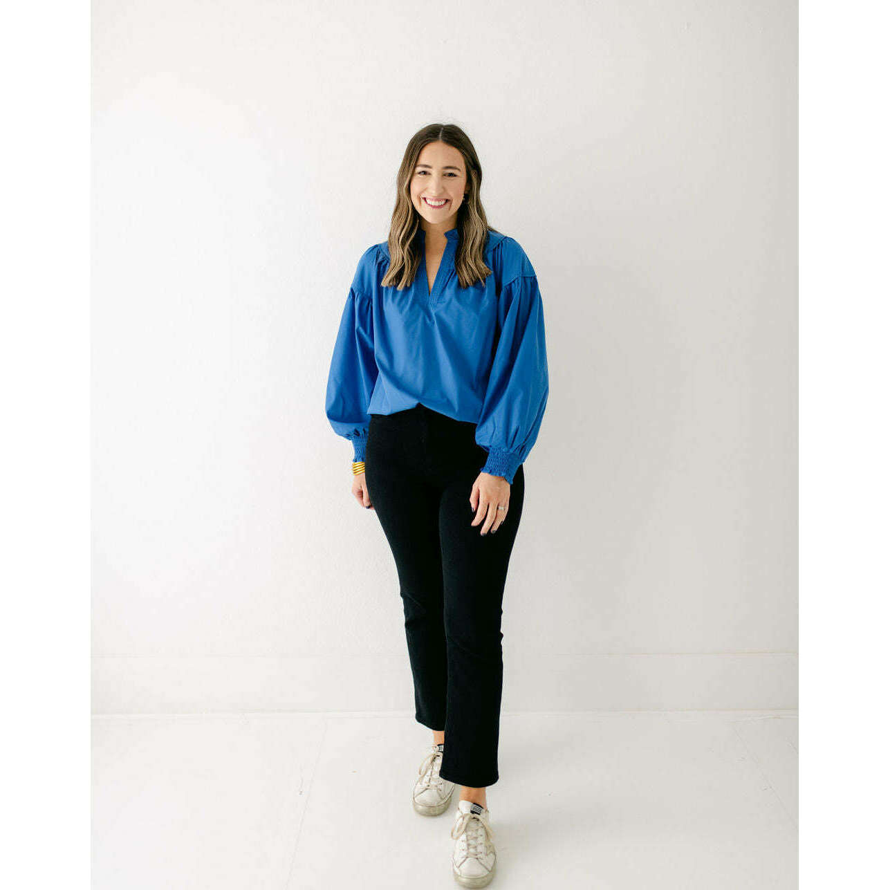 8.28 Boutique:Jade by Melody Tam,Jade Royal Blue Trimmed Top,Top