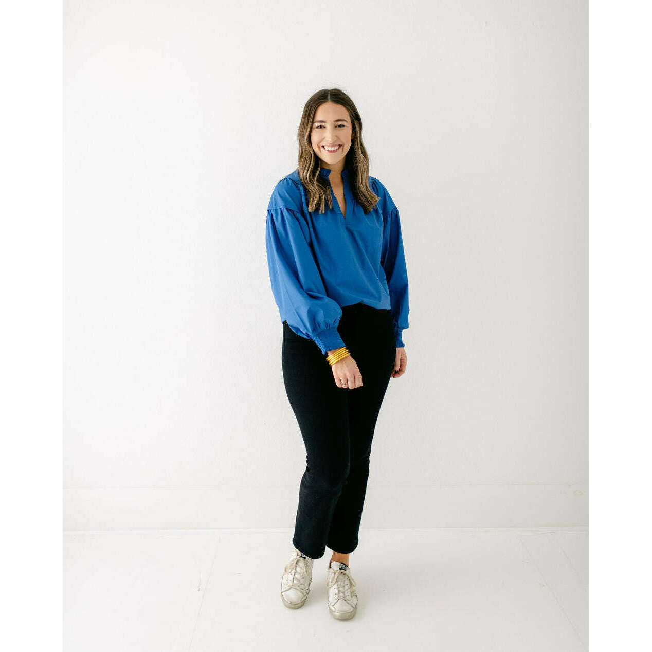 8.28 Boutique:Jade by Melody Tam,Jade Royal Blue Trimmed Top,Top